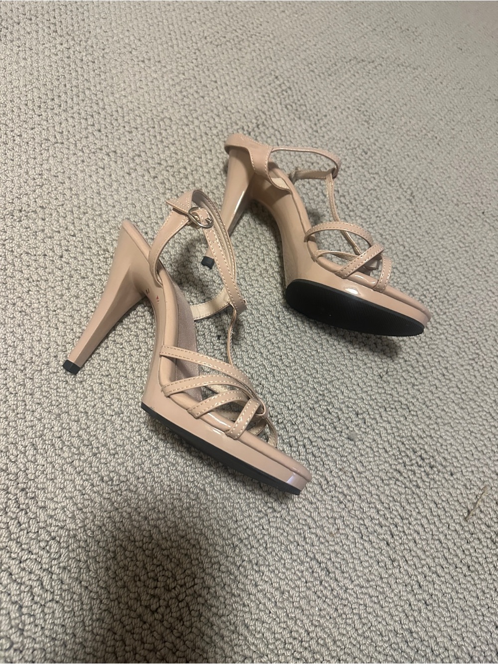 Pleaser Nude Strappy Platform High Heel Sandals - Picture 3 of 8